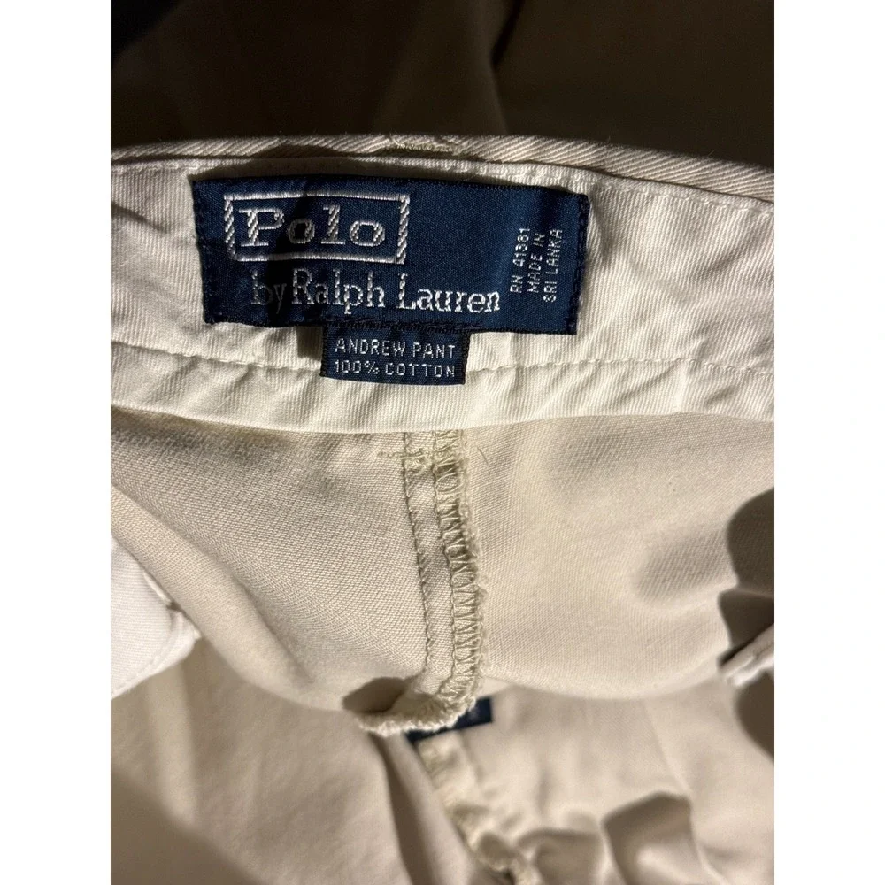 Polo Ralph Lauren Andrew Pant Mens 38x34 Khaki Vintage Double Pleated Chino Tan